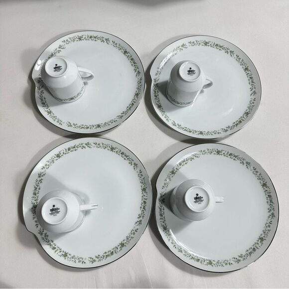Mikasa Vintage Japan Set Of 4 Plates & Cups Montclaire Porcelain Dishwasher - Picture 6 of 12